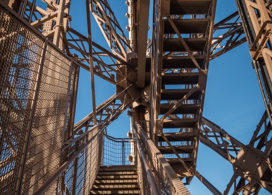 The interior staircases of the Eiffel Tower