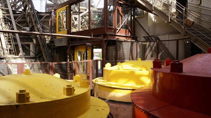 View of elevator machinery components